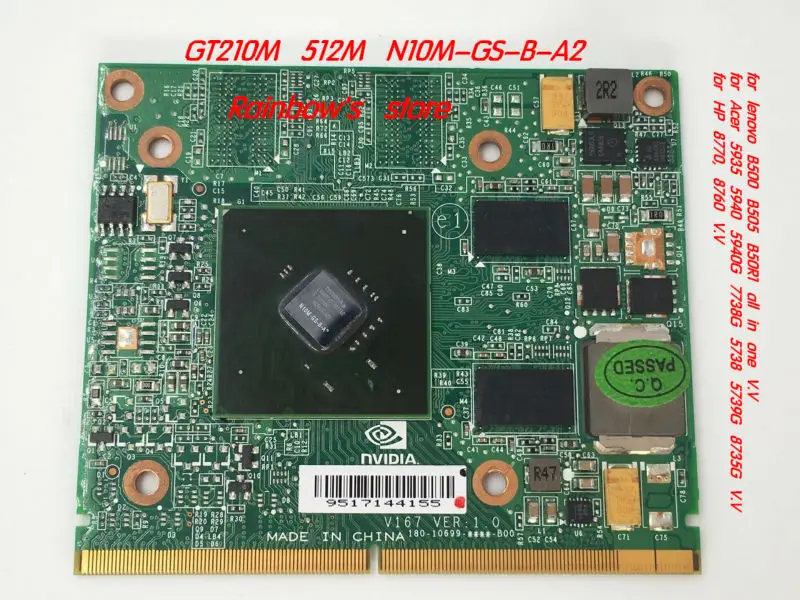 G210M GT210M graphic card with N10M-GS-B-A2 512m MXM 3.0 for lenovo B500 B505 B50R1 all-in-one laptop