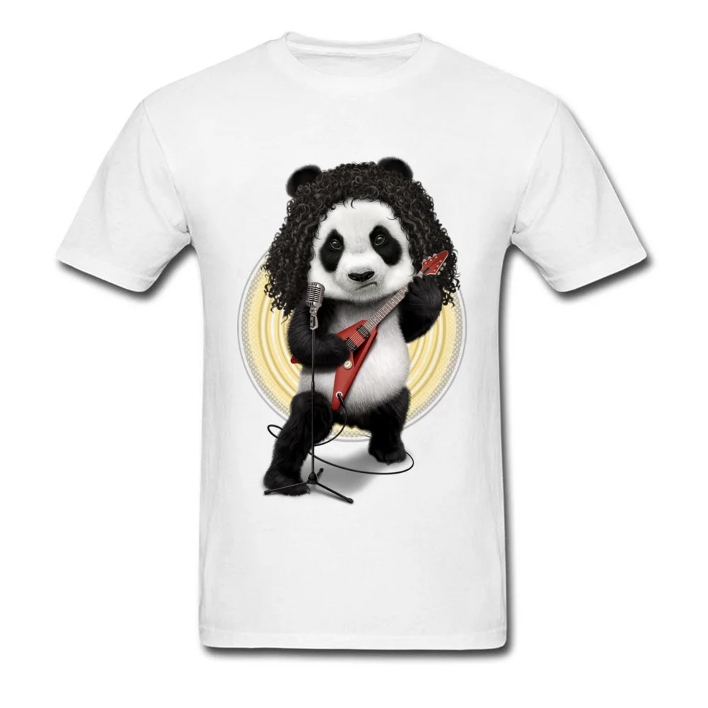 PANDA ROCKER 2017 Student Graphic Cool Tops Shirts Crewneck VALENTINE DAY Pure Cotton T-Shirt Unique Short Sleeve Clothing Shirt PANDA ROCKER 2017 white