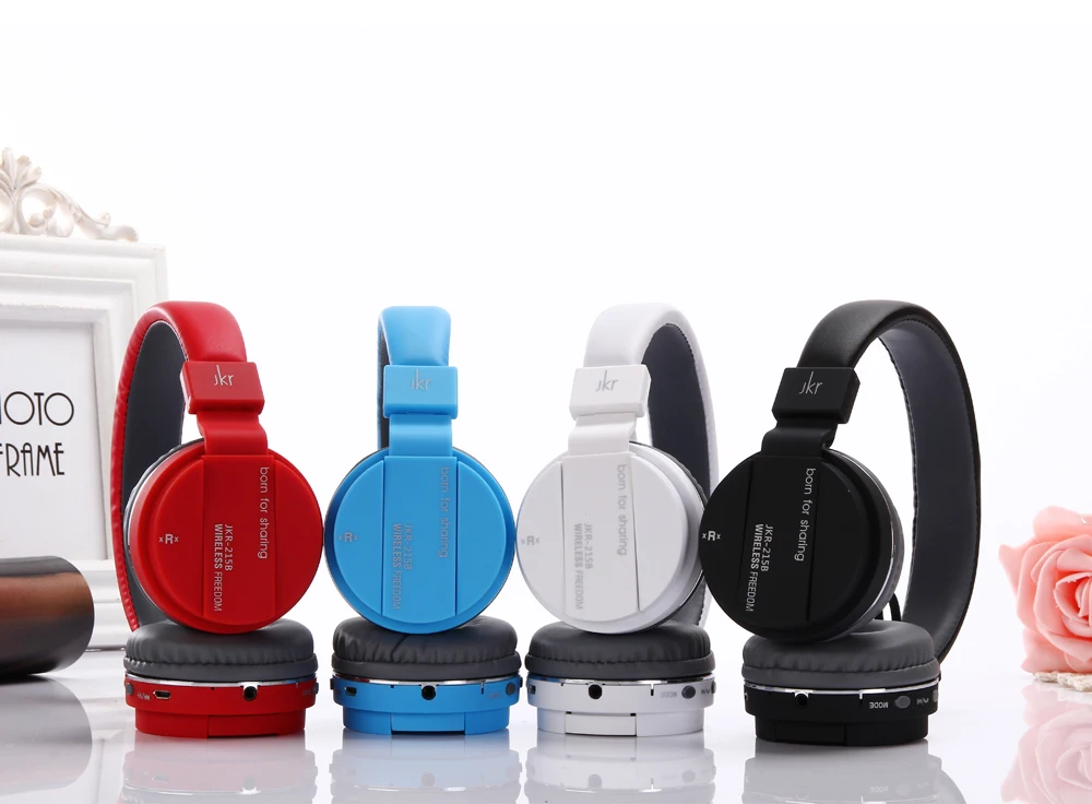 Koop 2018 Originele JKR 215B Opvouwbare Draadloze Bluetooth Hoofdtelefoon Stereo Muziek bass Headset Met Microfoon Ondersteuning Tf kaart FM Radio