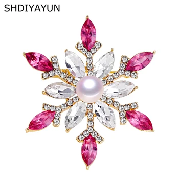 

SHDIYAYUN 2019 Pearl Brooch Natural Freshwater Pearl Snowflake Brooch Simple Pins for Women Wedding Jewelry Women's Accessories