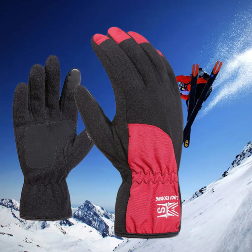 Лыжные перчатки из флиса, зимние теплые перчатки для сноуборда для мужчин и женщин, ветрозащитные перчатки для мотокросса