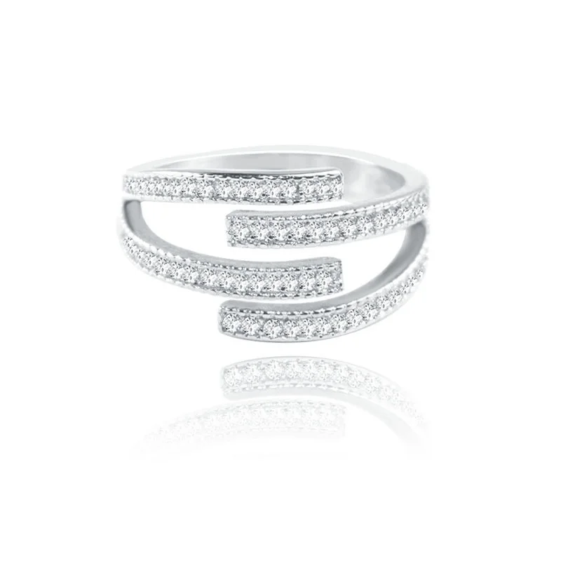 Женское кольцо с геометрическим рисунком AAA Zircon блестящее белое Открытое для дня