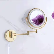 Зеркало для ванной золото настенный 8 дюймов Латунь 3X/1X увеличительное зеркало светодиодный свет складное зеркало для макияжа косметическое зеркало леди подарок