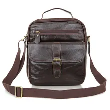 JMD Genuine Tanned Leather Coffee Men’s Messenger Bag Small Sling Bag 7141Q-1