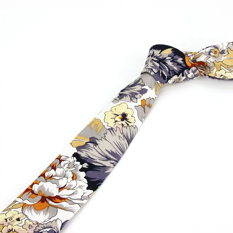Хлопок галстук цветок галстук с принтом Мужские Модные Классические 6 см тонкие узкие галстуки Цветочные свадебное торжество деловая встреча галстук-бабочка