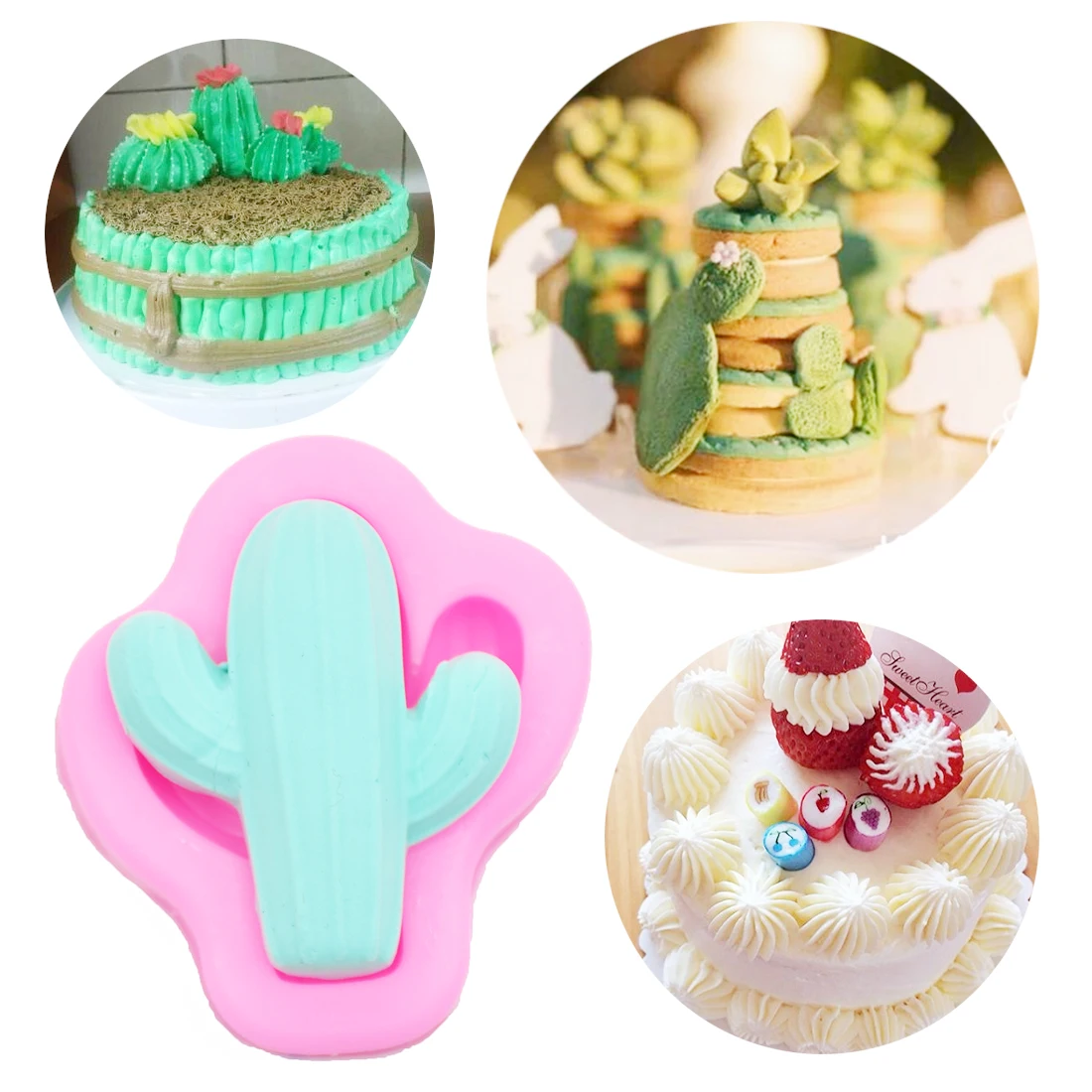 

1PC Family Silicone Cactus Shape Mold Soap Mould Cake Decorating Chocolate Stencils Fondant Pastry Baking Kitchen Accessories