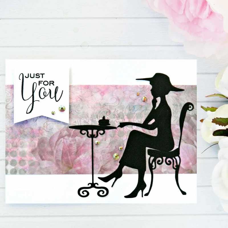 

Afternoon Tea Lady Chair Metal Cutting Dies Stencils For DIY Scrapbooking Photo Album Decorative Embossing Cards Craft Die Cuts