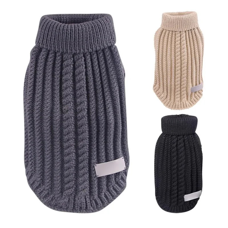 

High Collar Woolen Knitwear Pet Dog Sweater Knit Apparel Pet Winter Wool Sweater Sweater Dog Clothes Coat Straw-Rope