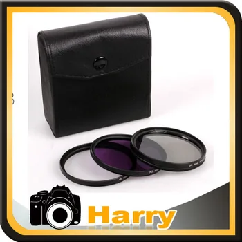 

10set 3 in1 37 43 46 49 52 55 58 62 67 72 77 82mm UV FLD CPL Polarizing Circular + Filter Case Bag for DSLR Camera