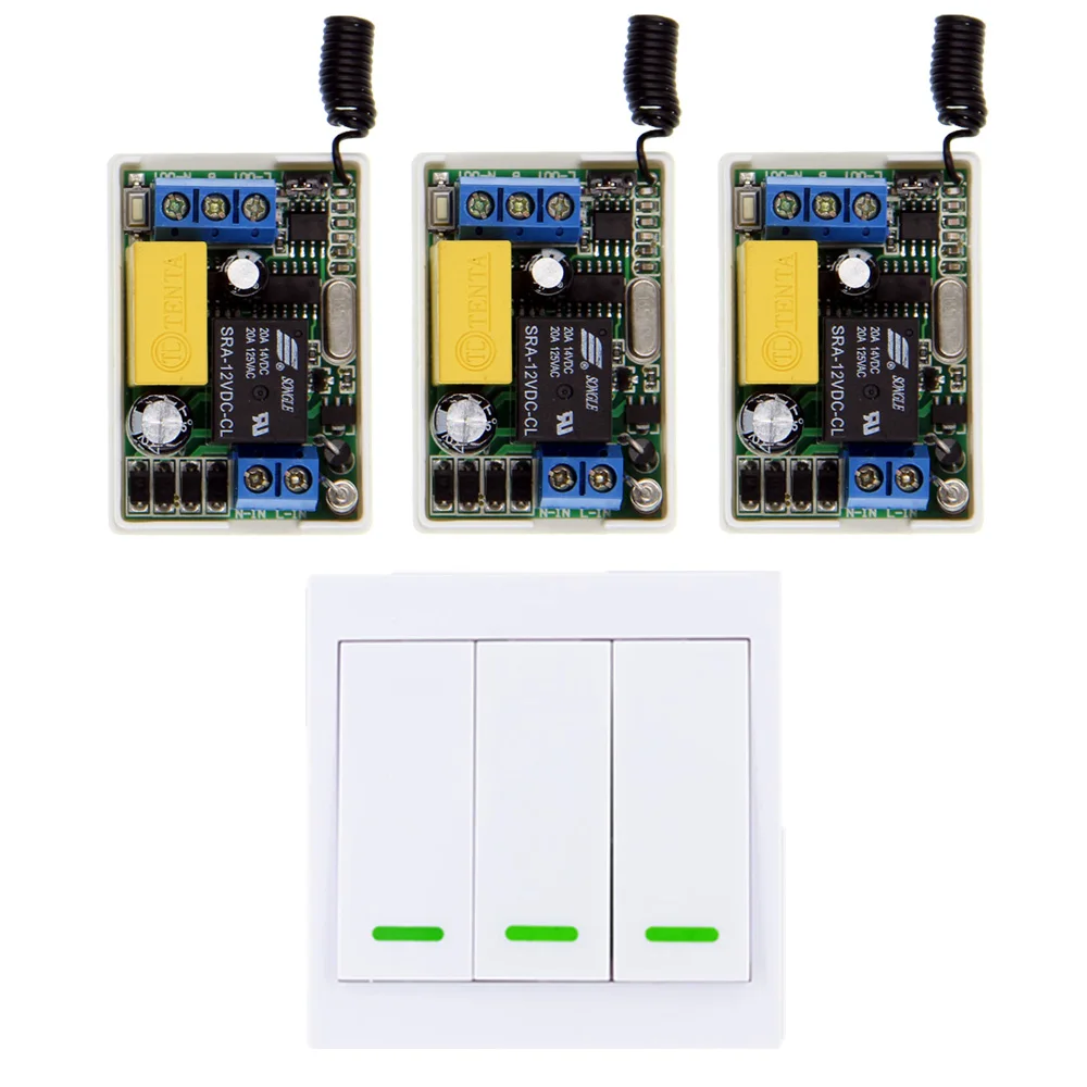 

Mini Size 220V 1CH 1CH 10A Wireless Remote Control Ceiling Lamp Light LED Bulb Switch Relay Receiver + 86 Wall Panel Transmitter
