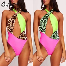 Женский с выемкой бикини mujer купальники чарующие Боди цельные костюмы купальник женский леопардовый принт купальники женские, бикини
