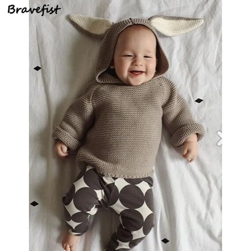 

Autumn Boys Sweater 3D Rabbit Bunny Pullover Kids Girls Knitted Sweater Bunny Jumpers Baby Girls Winter Clothes Outwear