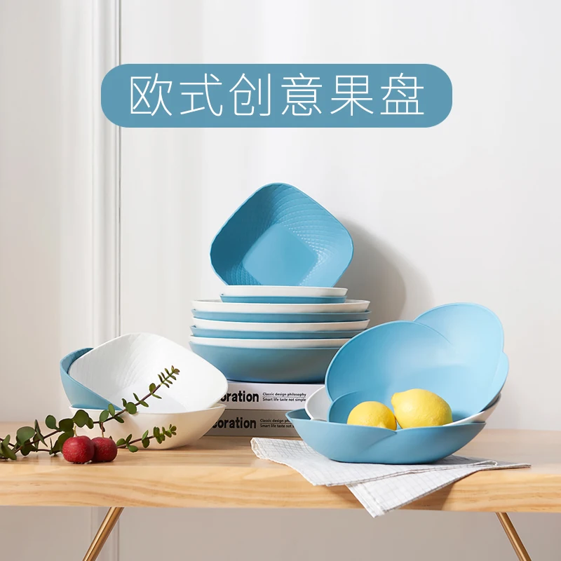 HBW Fruit Plate Plastic Snack Candy Dish Dinner Plates Dessert Tray