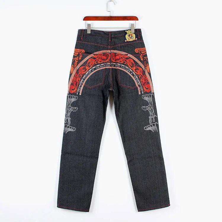 Вышивка мешковатые джинсы мужские джинсовые широкие брюки уличная танцевальная прямая джинсы хип хоп повседневные скейтерские штаны Большие размеры брюки