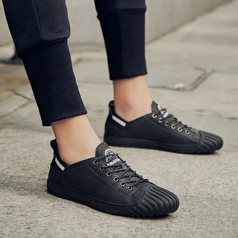Hommes Véritable De automne Cuir En Nouvelle Chaussures Occasionnels Main Respirant Printemps Marque Doux Appartements Arrivée White black Noir qCEPSdcq