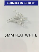 100 pces diodo led 5mm branco transparente ultra brilhante 5mm lente clara superior plana diodo emissor de luz conduziu a lâmpada através do furo