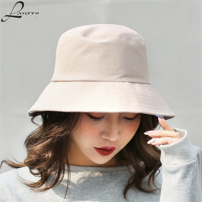 

Lanxxy New Solid Women Bucket Hats Summer Beach Fishing Caps Hip Hop Hat Panama