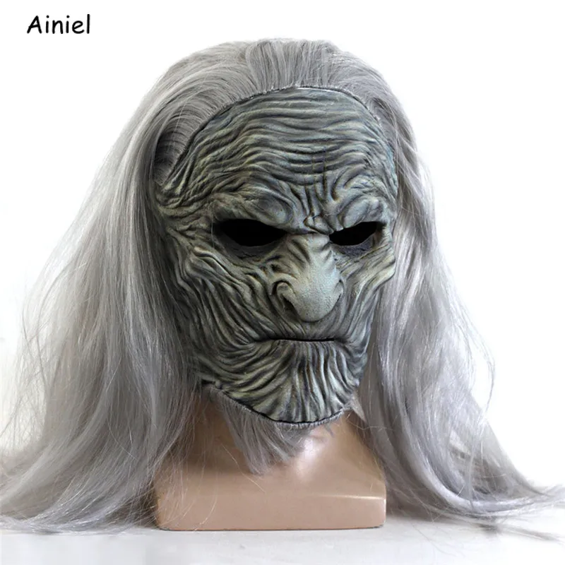 

A Song of Ice and Fire Game of Thrones Season 8 White Walkers Night King Mask Cosplay Full Head Helmet Latex Halloween Mask Prop