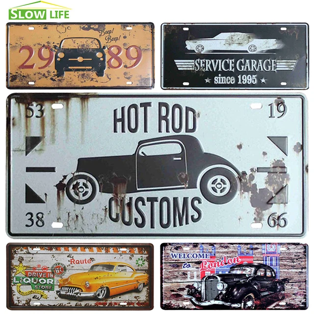 Hot Rod Car Metal License Plate Vintage Home Decor Tin Sign Bar Pub Hot Rod Car Metal License Plate Vintage Home Decor Tin Sign Bar Pub Decorative