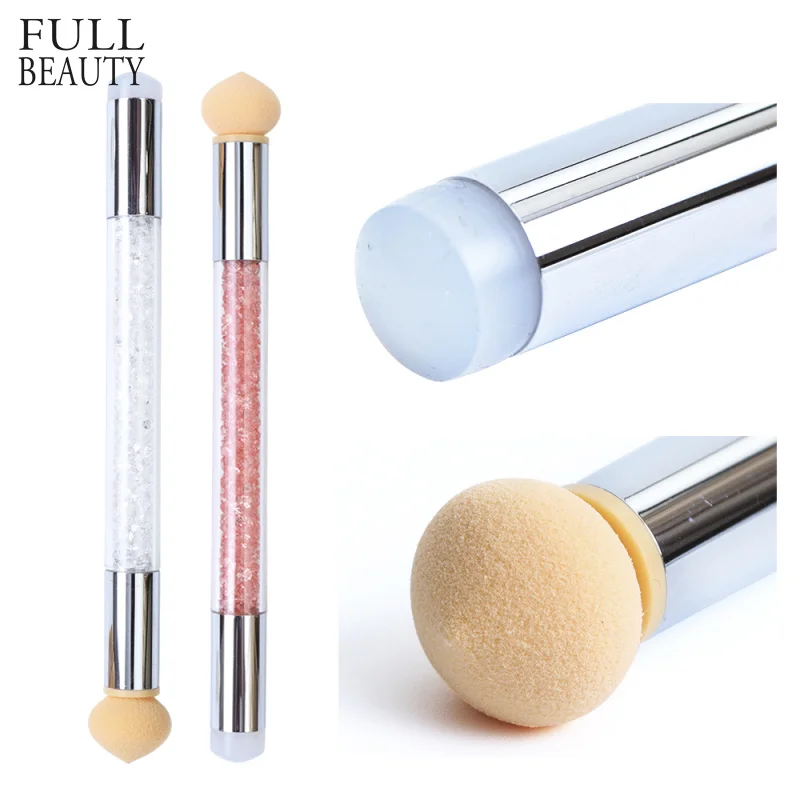 

1 Set Gradient Stamping Design Nail Brush Gradient Shading Dotting Painting Pen Sponge Silicone UV Gel Manicure Tool 2 Way CHA15
