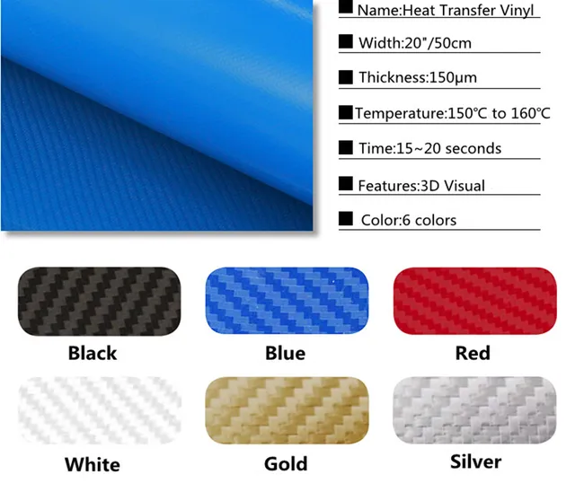 CARBON FIBER HEAT TRANSFER T shirt VINYL 50cm x 200cm Permanent Iron On