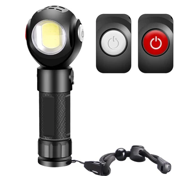 

Practical 360 degrees Rotating Flashlight T6+COB LED Torch Micro USB Charging with 26650/18650 battery Tail with Magnet