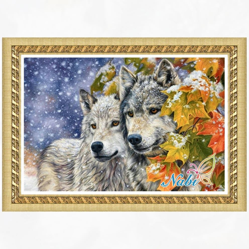 

animals wolf kits dmc rhinestone 4164R - Round Diamond embroidery cross stitch diamond mosaic painting