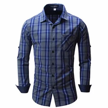 Camisa masculina 2017 Мужская Мода Рубашки в клетку Повседневная рубашка с длинным рукавом Для мужчин kemeja Slim Fit Бизнес Рубашки для мальчиков