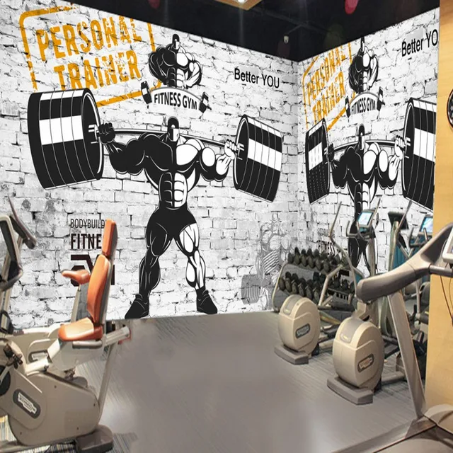 Custom Wall Mural Custom Nostalgic Retro Sports Fitness Club Weightlifting Background Wall Hand Painted Mural Gym Custom Wall Mural Custom Nostalgic Retro Sports Fitness Club Weightlifting Background Wall Hand Painted Mural Gym