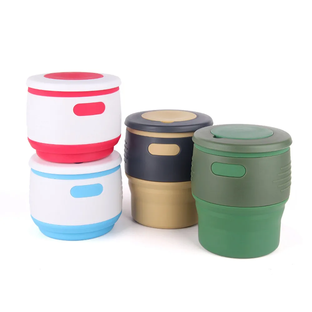 

New Arrival 2018 350ML Two-In-One Storage Silicone Retractable Folding Coffee Cup Travel Kitchen Tool Accessories