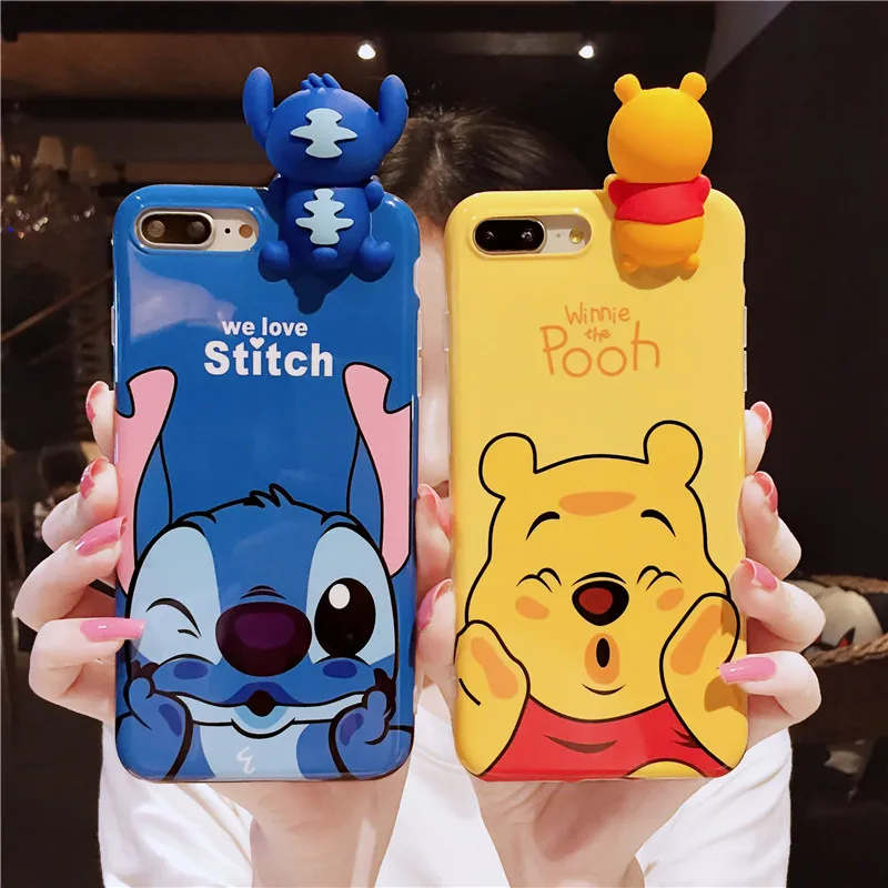 Для iphone X милый 3D чехол s для 8 plus 7 6 мультяшный голубой луч Винни мягкая задняя