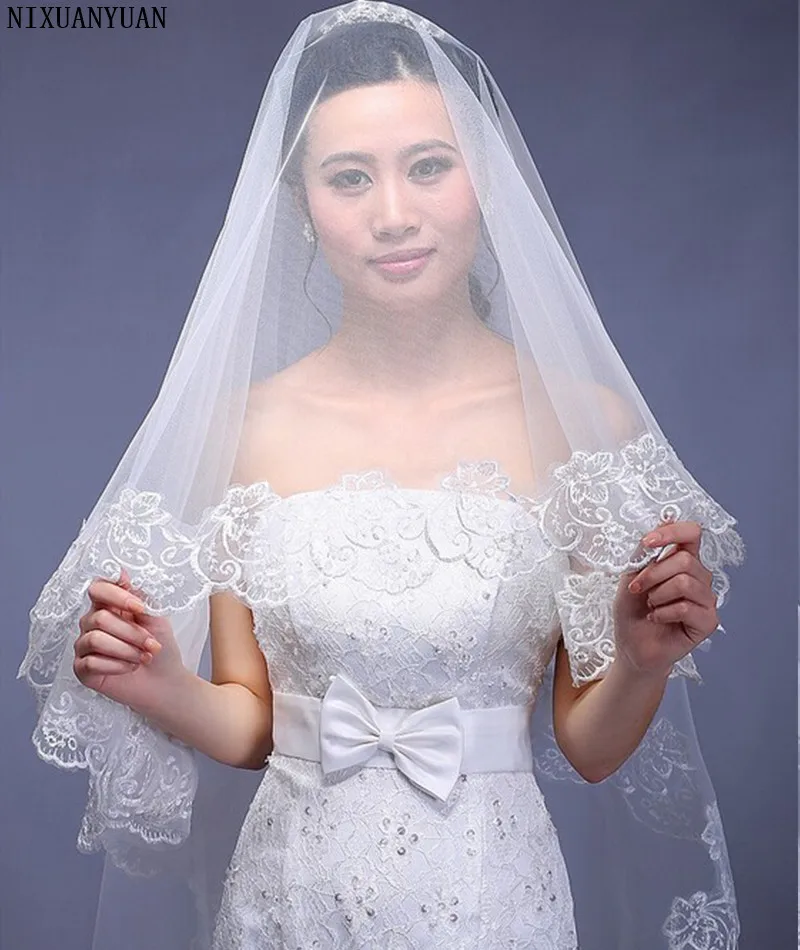 Bridal-Veil-Ivory-White-1-Layer-2-6-m-Lace-com-renda-Voile-mariaBride-wedding
