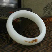 61 мм китайский xin jiang чистый Хотан нефрита ручной резной браслет