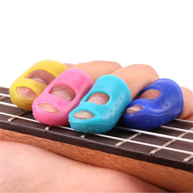 4pcs Guitar Fingertip Protectors Finger Guards For Ukulele Guitar