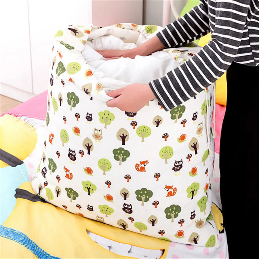 Cotton Storage Bags For Blanket Pillow Clothes Shoes Tidy Organizer Blanket Bags Hanging