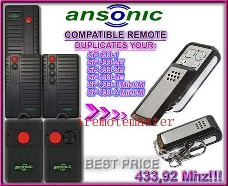 

Ansonic SF 433 replacement Remote control free shipping
