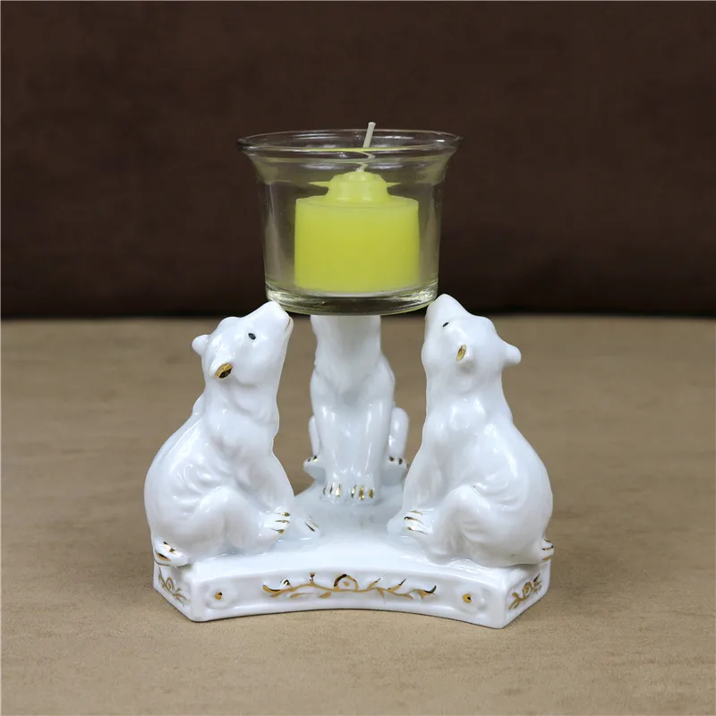 Buy Creative Porcelain Polar Bear Statue Candle Holder