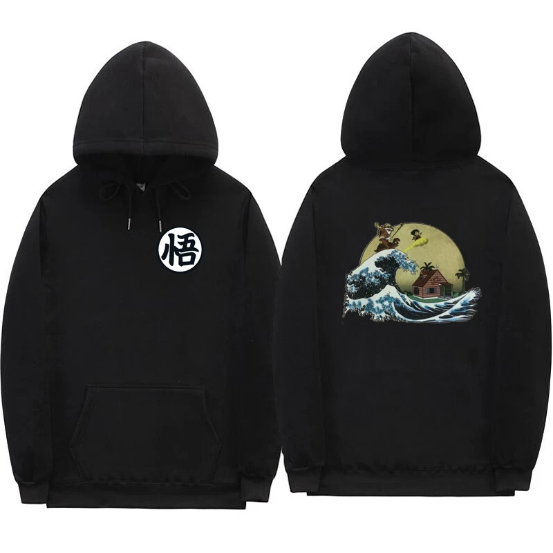 黒 白パーカープリント漫画亀悟空パーカーpoleron Hombreストリートsudaderaパーカートレーナー Hoodies Sweatshirts Aliexpress