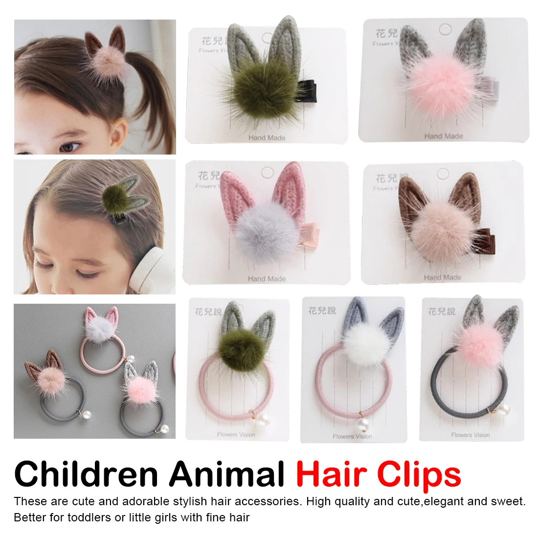 Детская резинка для волос, милые заколки для волос с ушками кролика, эластичные резиновые завязки, головные уборы с жемчугом