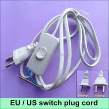 1X Switch on line Cable 1.8m On Off Power Cord For LED Lamp with Switch US EU Plug Light Switching White Wire Extension