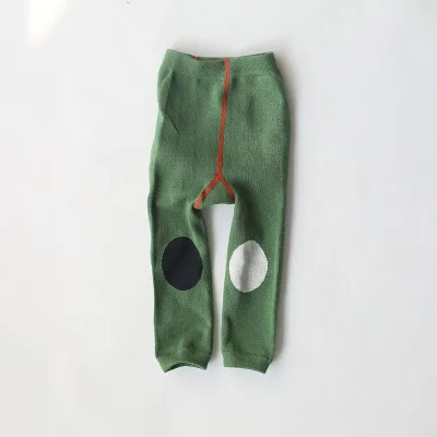 Хлопчатобумажные детские штаны осенние детские лосины с заплаткой на колене колготки детские колготки штаны и леггинсы для девочек и мальчиков разные цвета брендовые для детей от 0 до 4 лет - Цвет: Зеленый