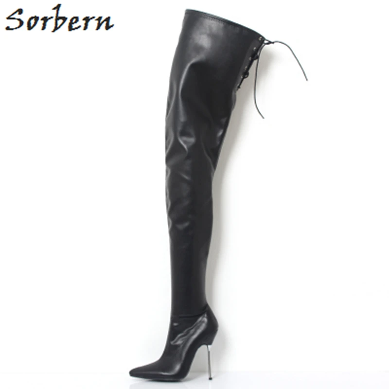 Sorbern Женская обувь черного, белого цвета размер 43; дамские туфли на высоком тонком каблуке женские сандалии на высоком металлическом каблуке, для девочек высшего обувь для подиума обувь - Цвет: Black Matt