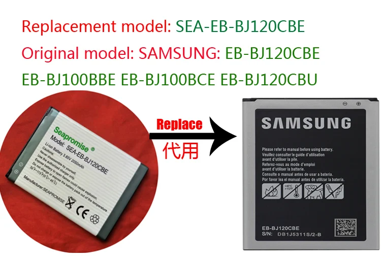 Оптовая продажа 10 шт./лот батарея EB-BJ120CBE для Galaxy J1 2016 4G Duos J120 J120F J120A J120H J120T |