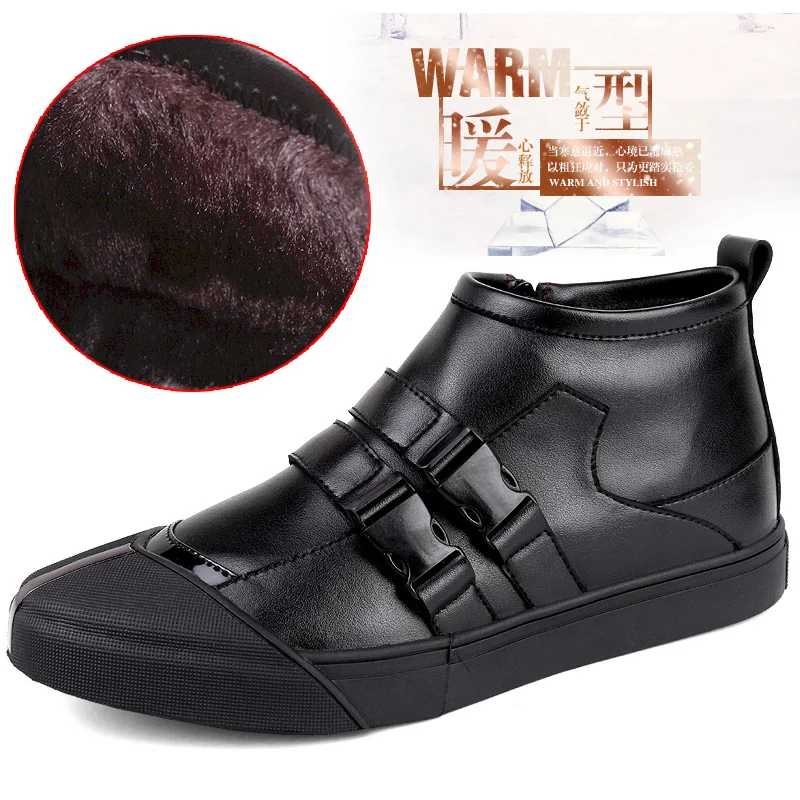 

New Warm Young Casual Men Shoes Winter Fur Walking Shoes For Mens High Quality Leather Sneakers Men Flat Adult Shoes Short Plush