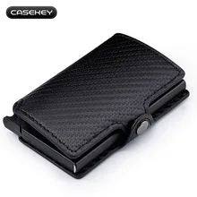 Карбоновый кожаный кошелек RFID с держателем для кредитных карт, мужской Карманный держатель, кошелек с функцией защиты от кражи, Женский чехол для монет
