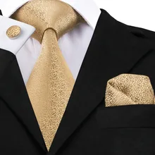 SN-532 Heißer Verkauf Großhandel Goldene Feste Krawatte Hanky Manschettenknöpfe Sets männer Lange Letzten Silk Krawatten für Formale Hochzeit krawatte