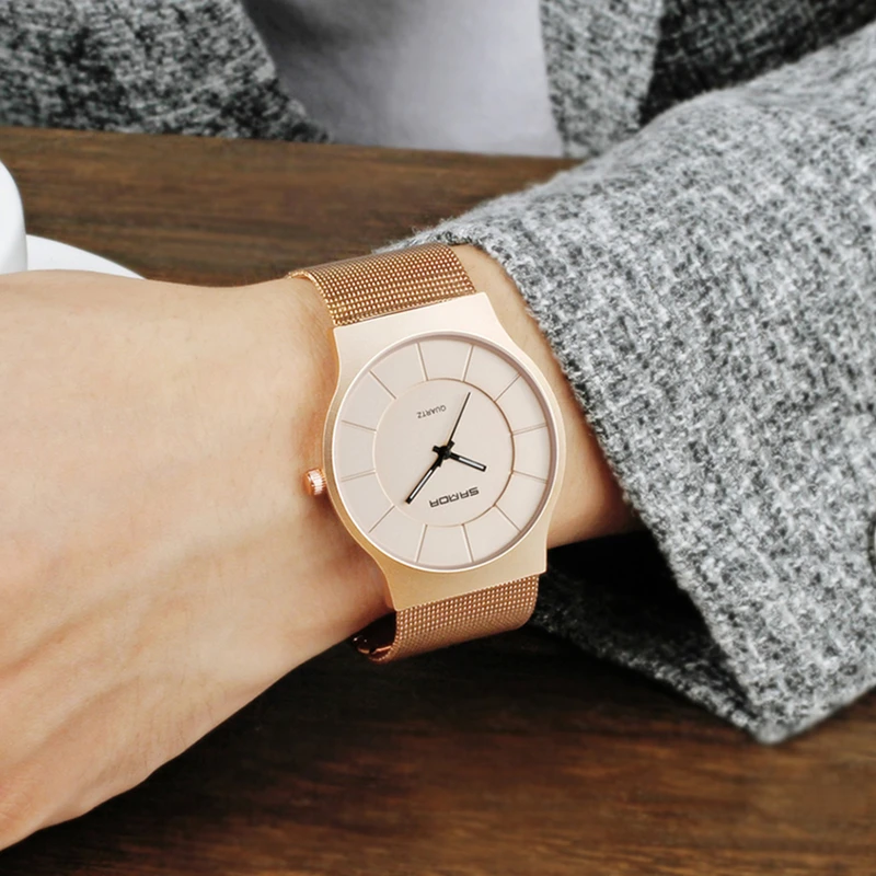 Luxury Men's Quartz Watches Man Casual Stainless Steel Mesh Strap Quartz Watch Fashion Ultra Thin Male Clock Relogio Masculino