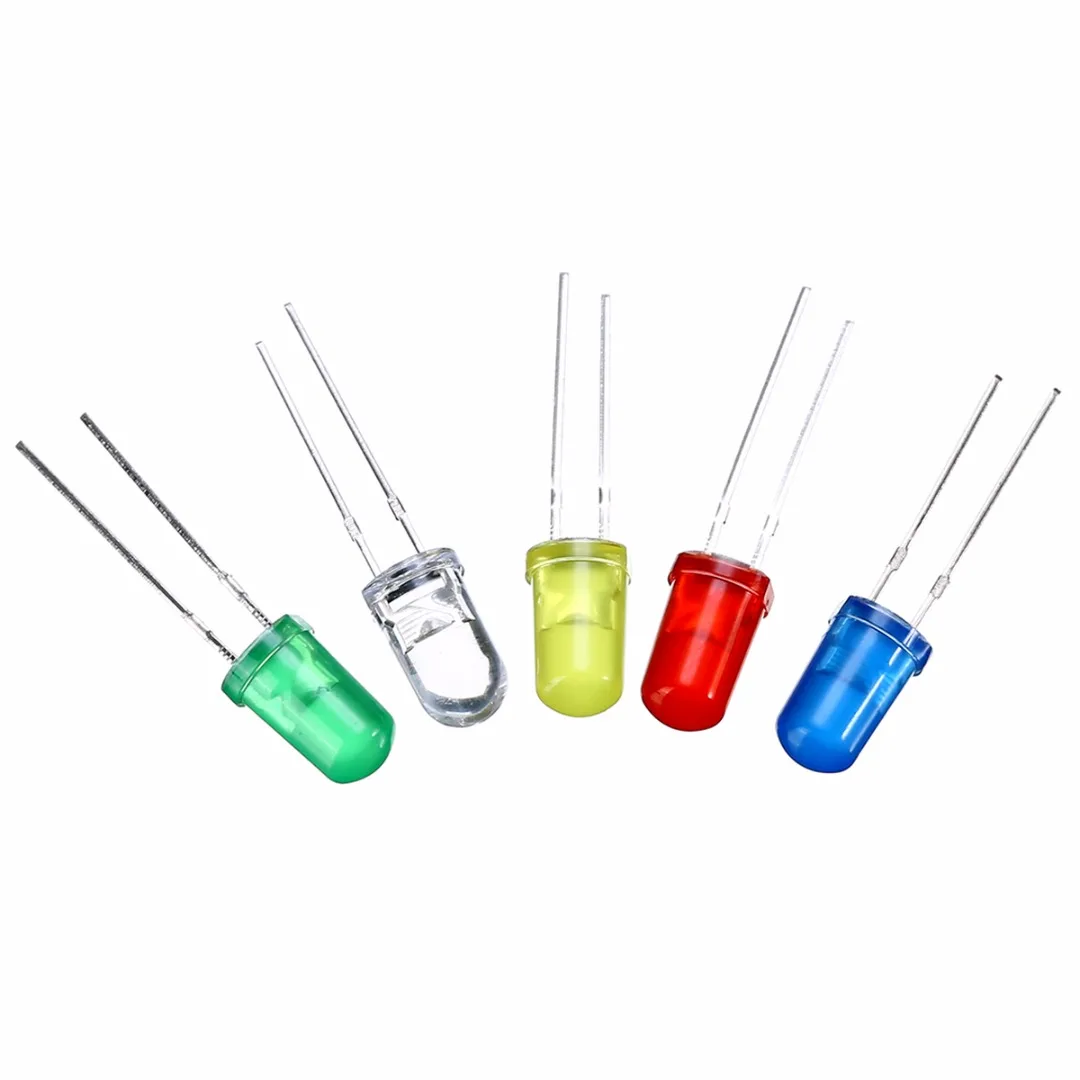 Mayitr 5 Colors 200pcs 3mm & 5mm LED Diode Light Assorted Kit White Yellow Red Green Blue Electronic Component DIY Set