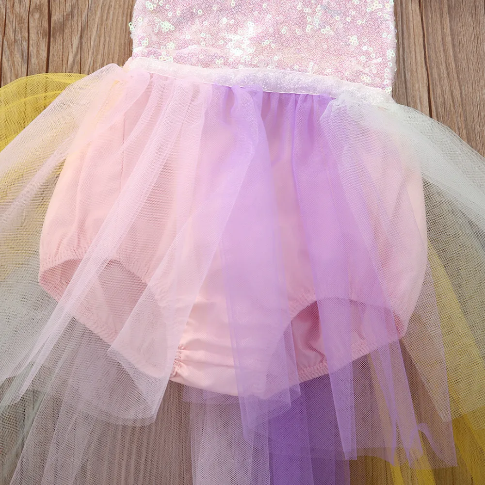 cheap baby bodysuits	 Citgeett Baby Girl Kids Lace Sequins Princess Romper Dress Party Formal Wedding Tutu rainbow Colorful Dresses customised baby bodysuits