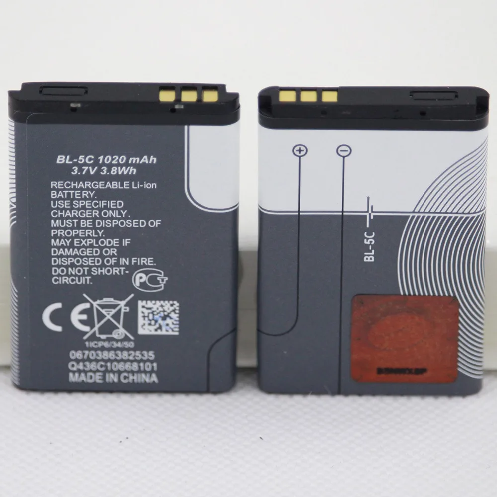 Аккумулятор 20X1020 мАч BL 5C для телефона Nokia 1100 1110 1200 1208 1280 1600 2600 2700 3100 3110 5130 6230